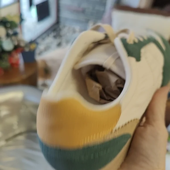 Zara White & Teal Suede-Trim Low-Top Sneakers - Picture 7 of 10